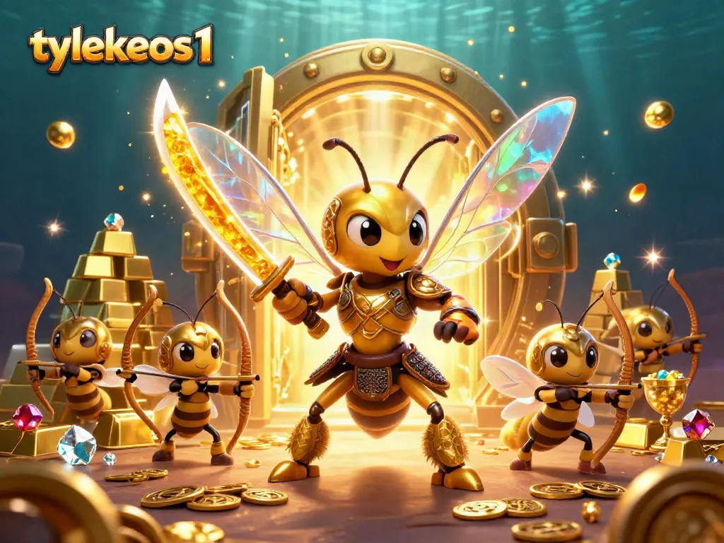 Engage in thrilling gameplay with tylekeos1’s vibrant casino scene featuring a golden hornet samurai.
