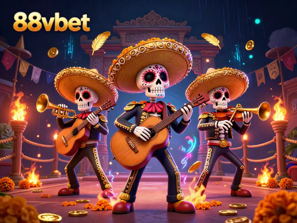 Experience the vibrant entertainment of 88vbet with a mariachi band amid a dynamic casino scene.