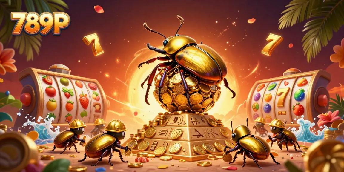 Rolling coins in a vibrant 789P casino scene with dynamic slot reels and golden symbols.