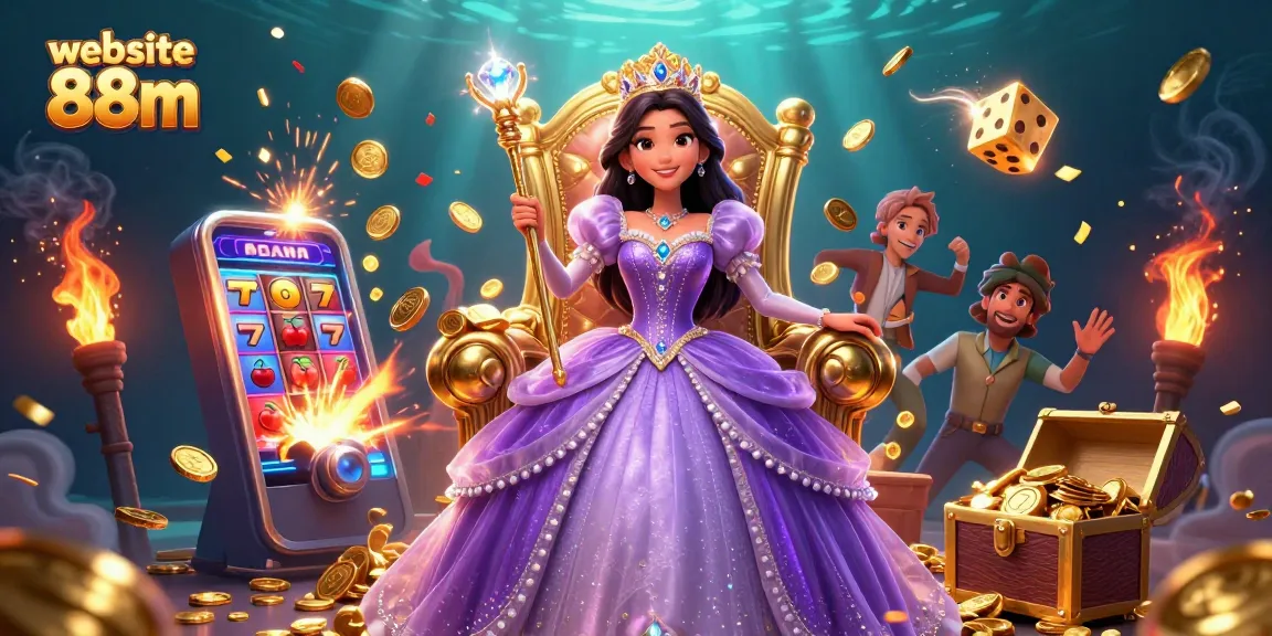 Engage with the excitement of website 88m through a dazzling casino-themed illustration showcasing epic jackpot moments.