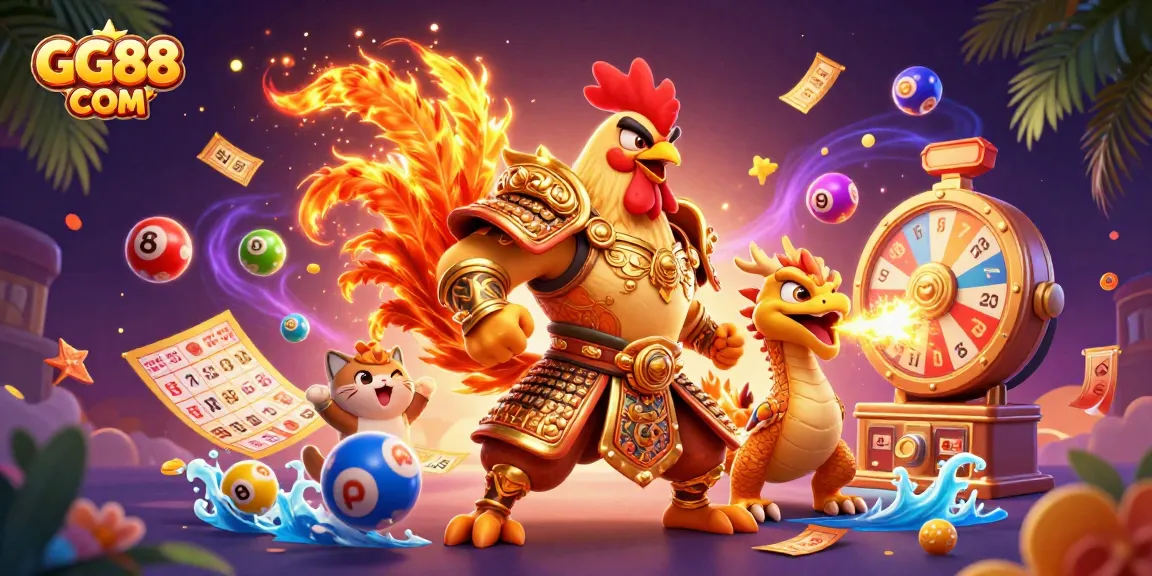 Experience exhilarating bets and gaming moments with GG88 COM in a vivid casino-themed illustration.