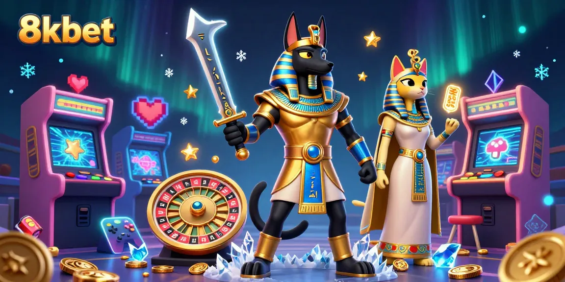 Engage with vibrant casino magic at 8xbet featuring Anubis and Bastet in action.