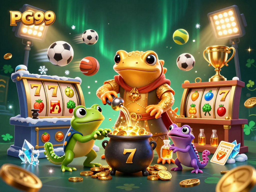 Experience PG99's thrilling transformation of base metals into gold coins in a vivid 3D scene.