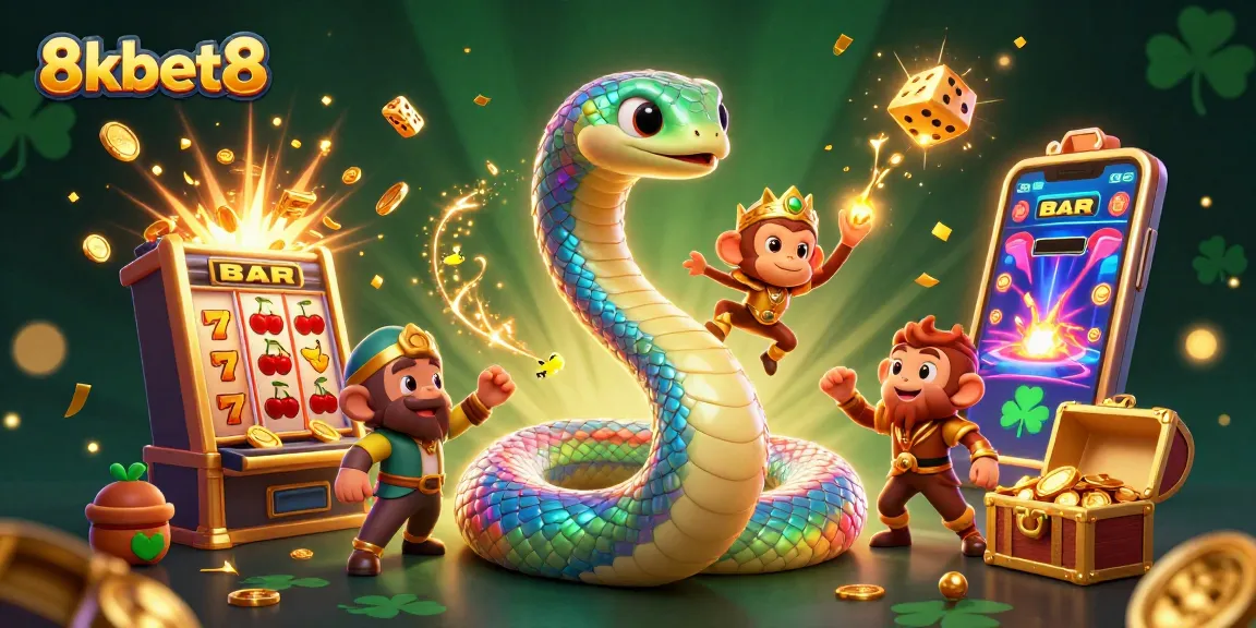 Engage with the thrilling 8kbet8 digital casino experience, featuring colorful symbols and lively characters.