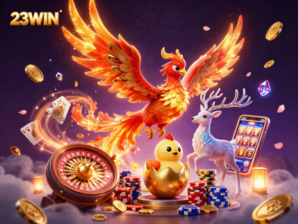 Experience thrilling wins at 23WIN with golden coins and a vibrant gaming atmosphere.