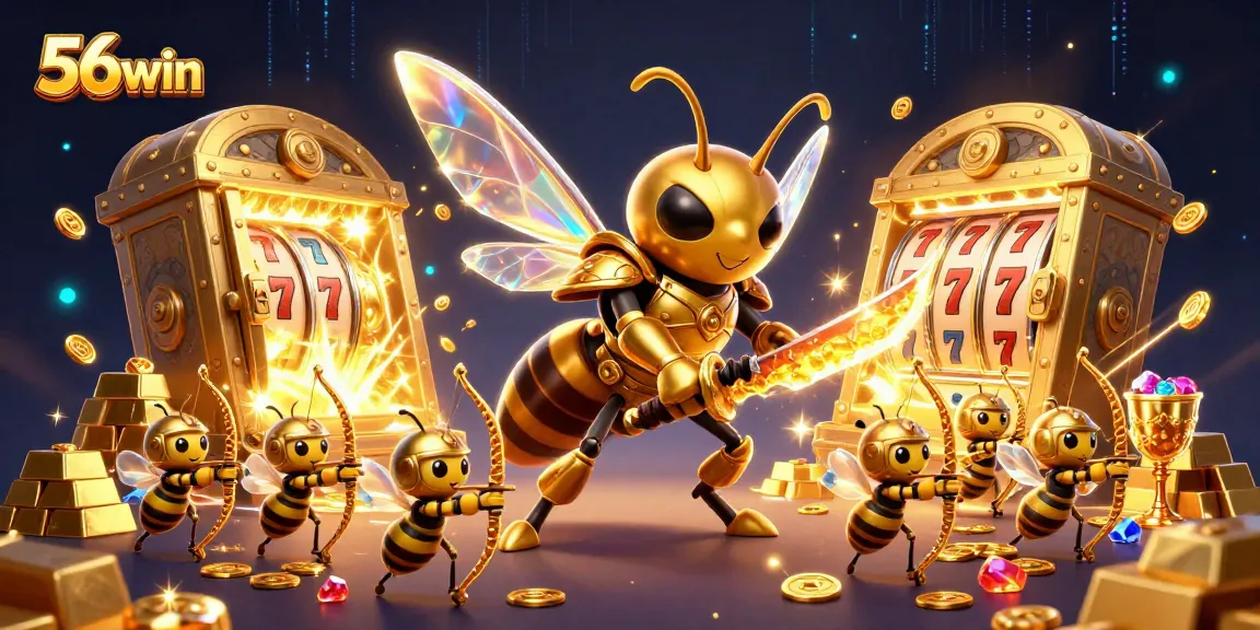 Engage with the dynamic 56win casino scene featuring gold treasure and lively gaming elements.