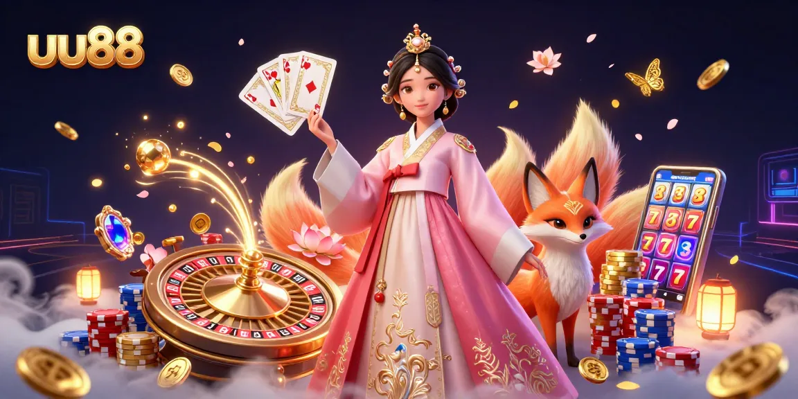 Engage in thrilling gameplay at uu88 with a vibrant scene featuring casino elements and characters.