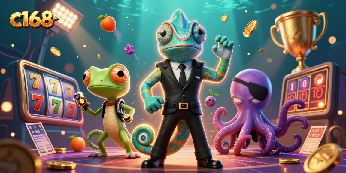 C168's exciting online gaming experience showcases vibrant 3D elements, including slot games and dynamic characters.