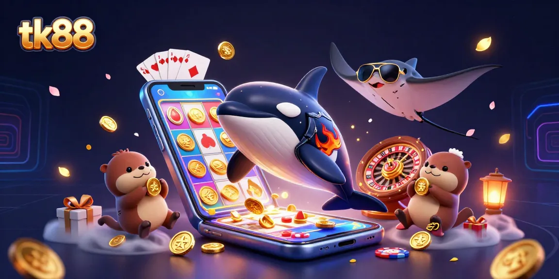 Experience the thrill of tk88 casino gaming with dynamic characters and colorful slot displays.
