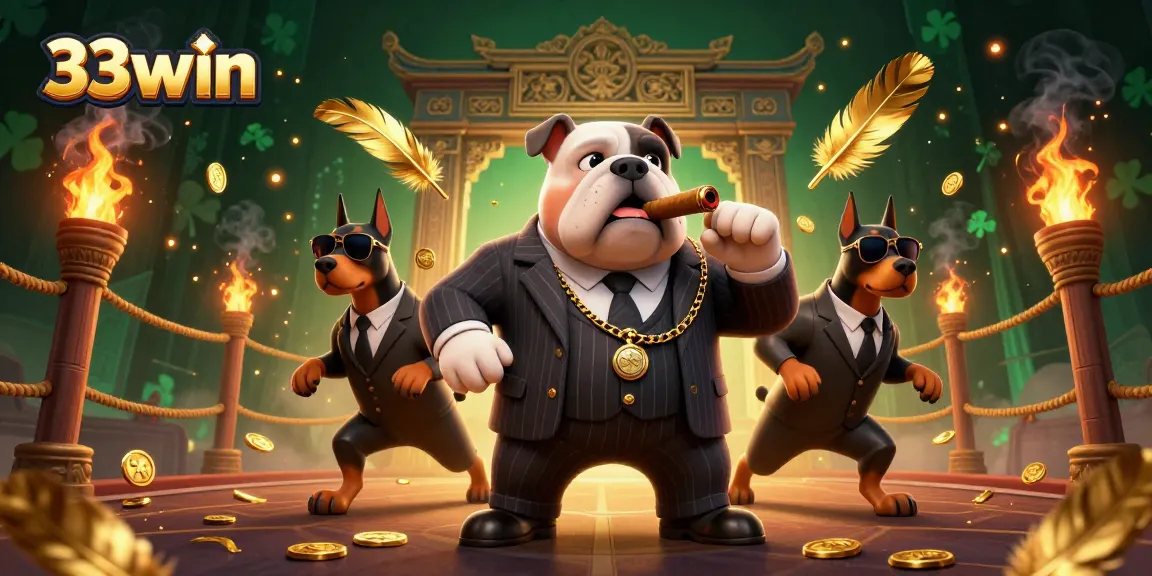 Engage in thrilling gameplay at 33win, featuring a dynamic casino scene with fierce characters.