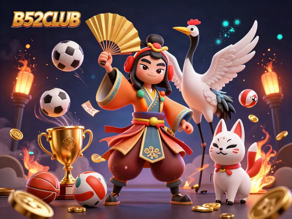 B52CLUB players capture excitement in a vivid 3D scene with dynamic sports elements and captivating characters.