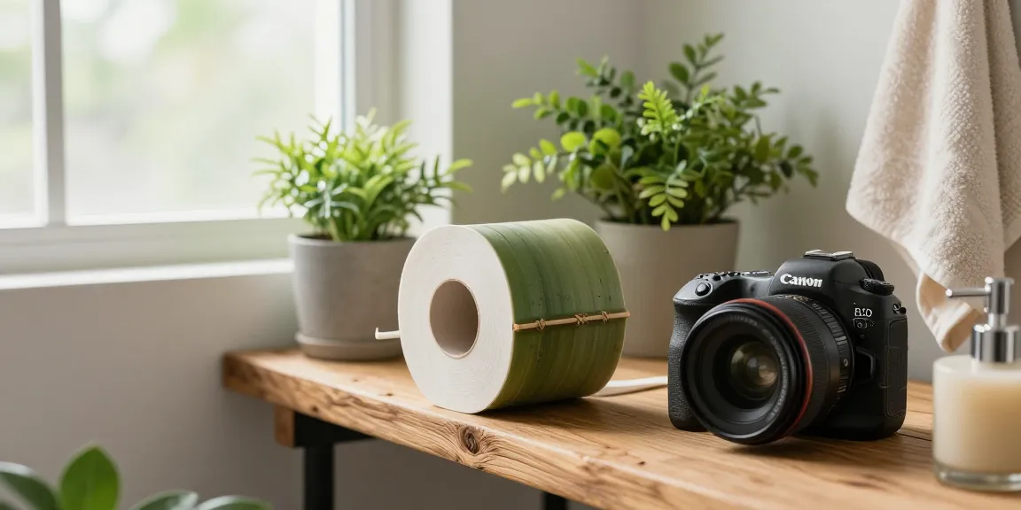 Bamboo Toilet Paper displayed elegantly in a serene bathroom environment, promoting eco-friendly choices.