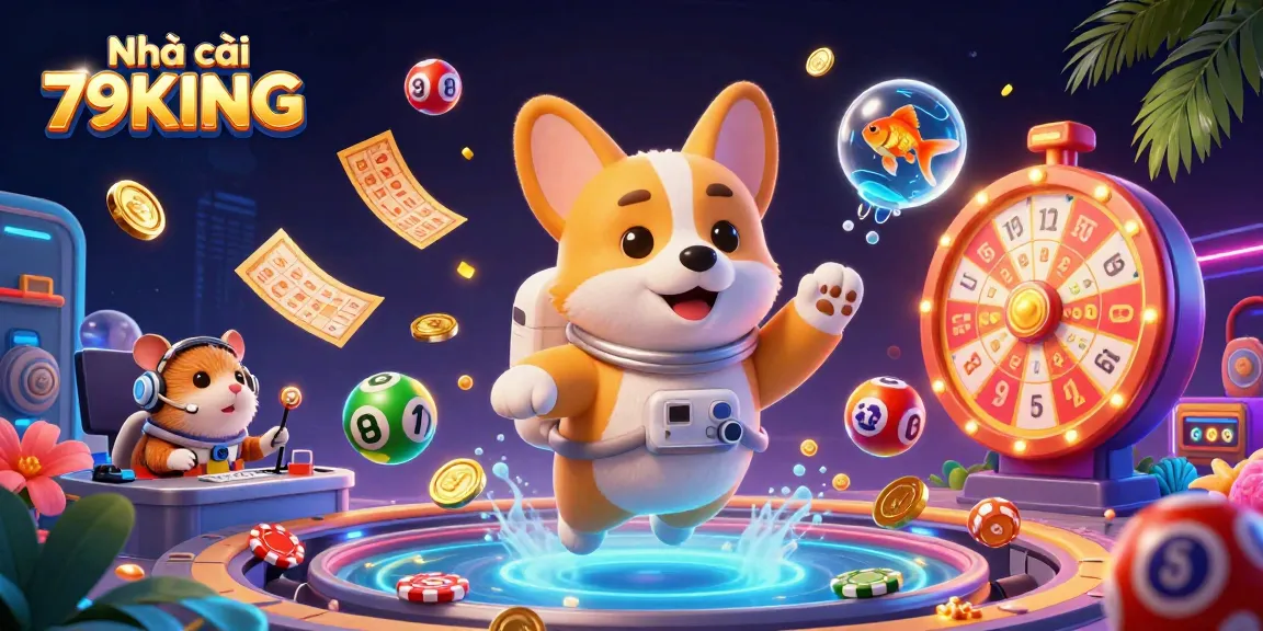 Experience the excitement at Nhà cái 79KING with floating games and vibrant casino elements.