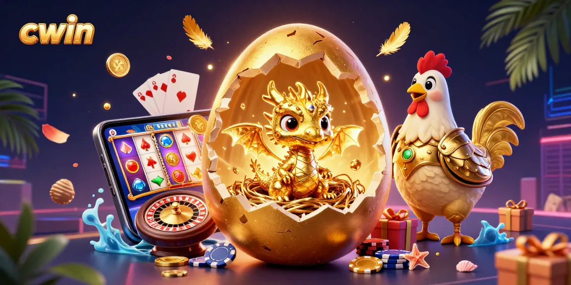 Win big with cwin—spectacular golden dragon and casino elements in 3D illustration.