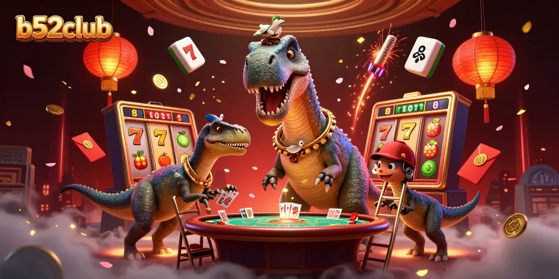 Bets are placed at b52club in a creative casino scene with vibrant 3D characters and elements.