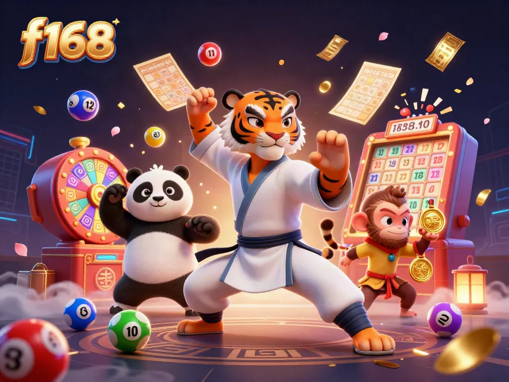 Experience the vibrant gambling excitement with f168, showcasing dynamic game elements in 3D.
