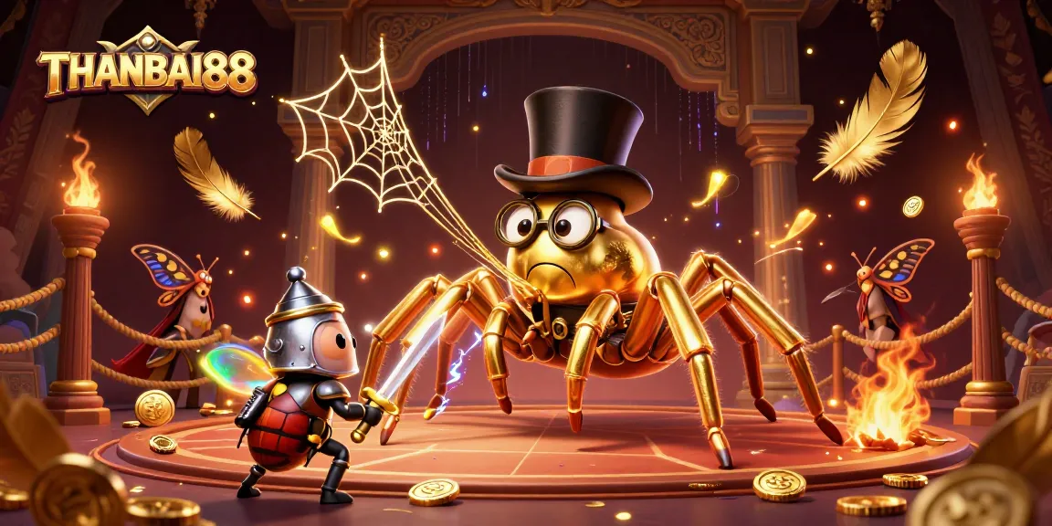 THANBAI88 features exciting gameplay with a brave beetle knight facing challenges in a vibrant casino setting.