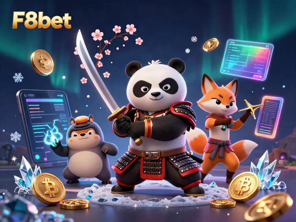 Engage with F8bet's thrilling gaming environment featuring a dynamic samurai panda, ninja fox, and magical tanuki.