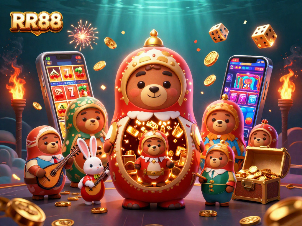 Experience endless fun at RR88 with a vibrant casino scene showcasing exciting games and rewards.