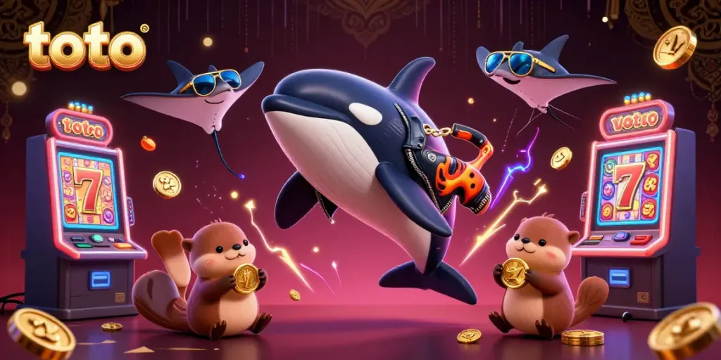 Experience thrilling casino action with toto, featuring vibrant characters and jackpot elements.
