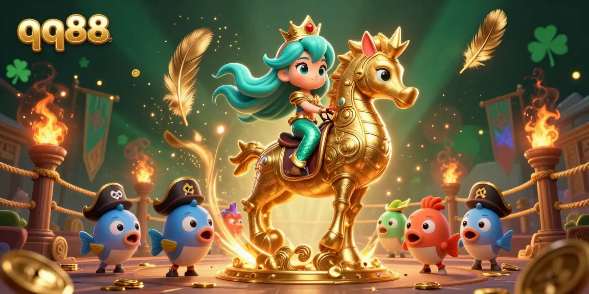 Experience immersive gambling with qq88 in a vibrant underwater casino world featuring a mermaid, seahorse, and colorful characters.