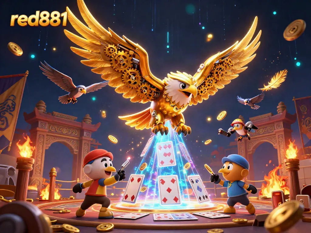 Experience the thrilling dive of the cybernetic eagle in the dynamic world of red881 casino gaming.