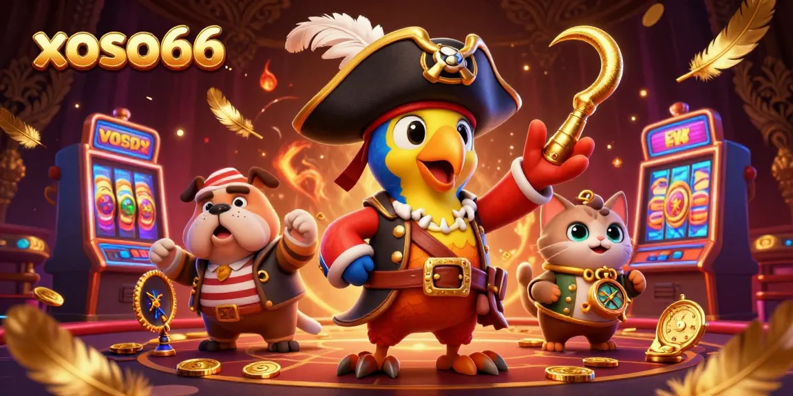 Engage with xoso66 in a thrilling 3D cartoon casino scene filled with colorful slot machines and lively characters.