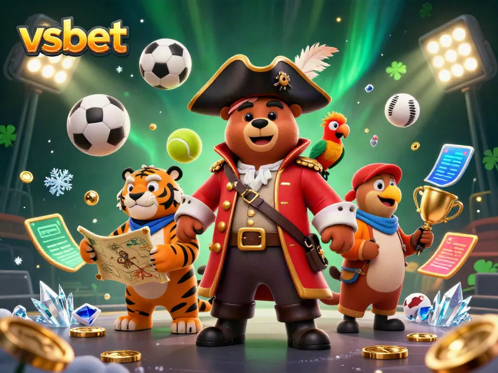 Experience the excitement of betting with VSBET in this dynamic casino-themed 3D illustration