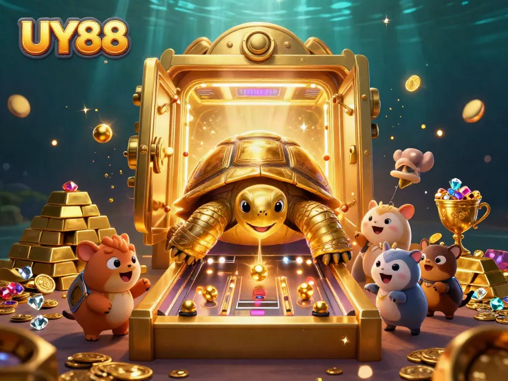 Experience thrilling gameplay with UY88, vibrant 3D casino characters, and exciting treasures.