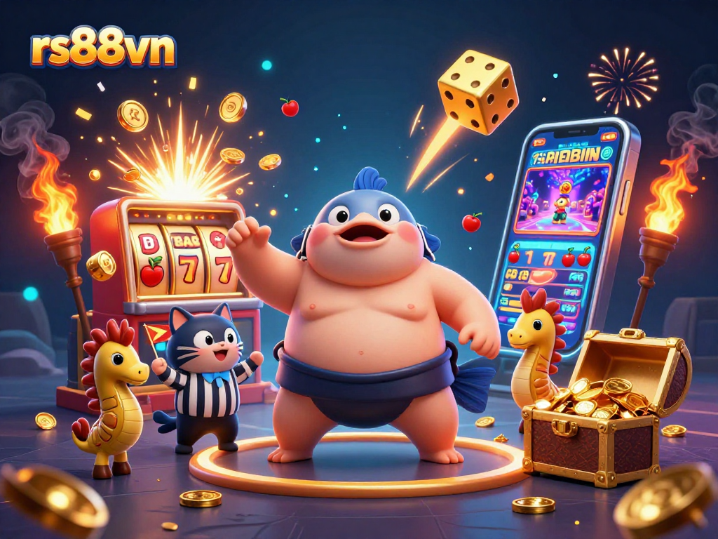 Experience the thrill of rs88vn with an energetic underwater casino scene bursting with excitement.