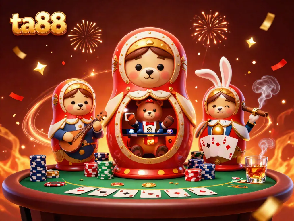 Experience thrilling ta88 casino action with bear dealers and vibrant poker elements.