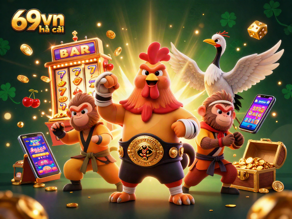Experience the thrill of 69vn nhà cái with vibrant casino games and winning symbols in 3D.