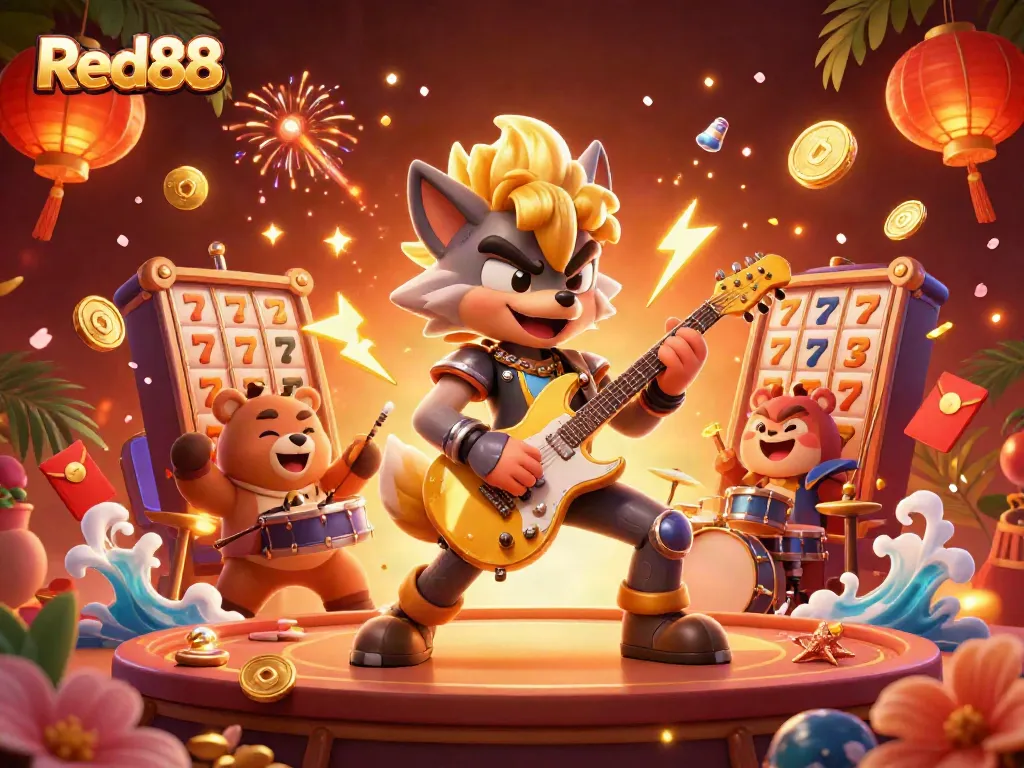Experience thrilling slots and electrifying gameplay at Red88 with vibrant casino characters.
