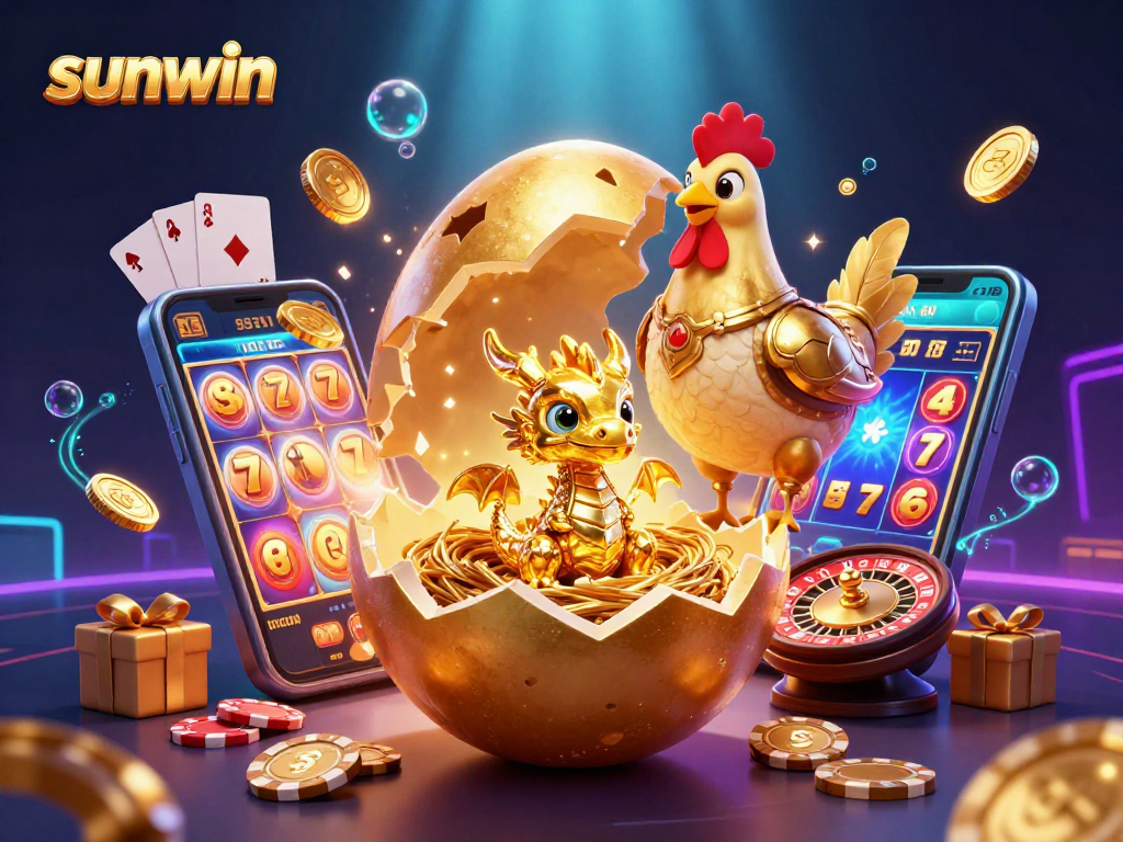 Spin the reels for big wins with sunwin, where a golden dragon awaits amidst poker chips and vibrant games!