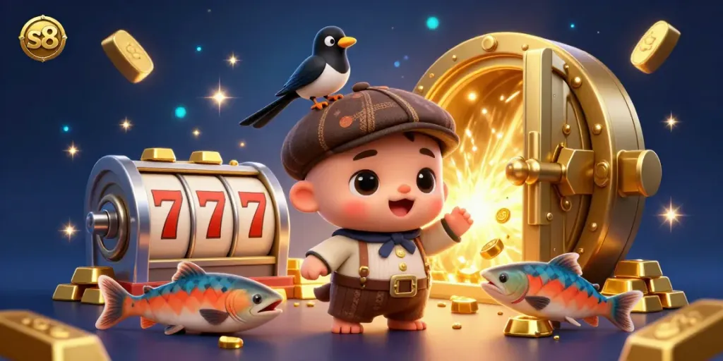 Engage in the s8 online casino experience with vibrant graphics showcasing playful characters and dynamic slot elements.