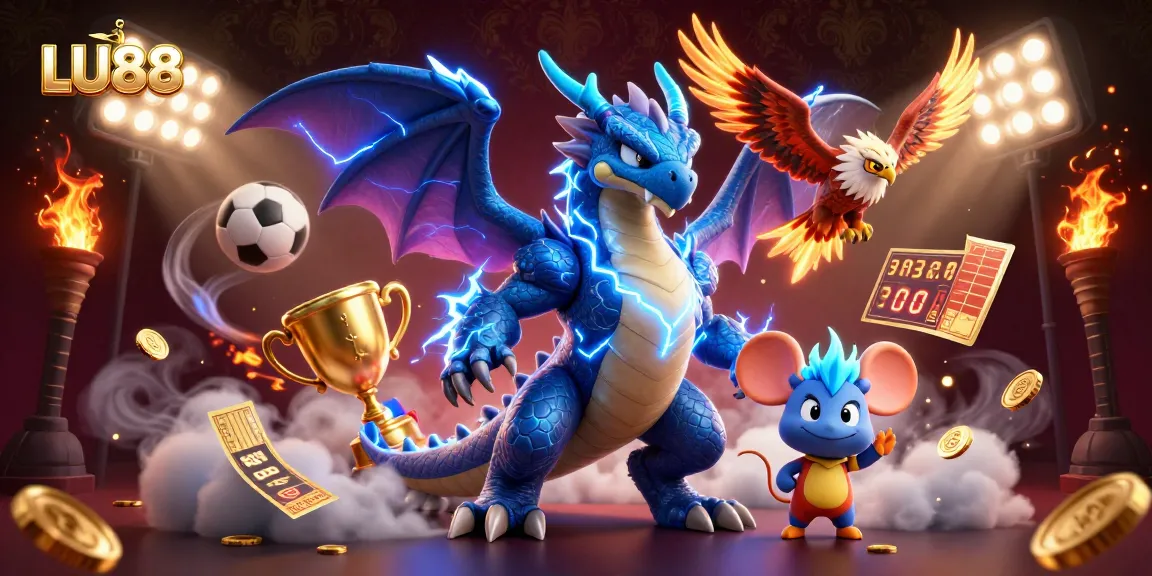Experience the thrilling LU88 gaming world with colorful characters and dynamic sports elements.