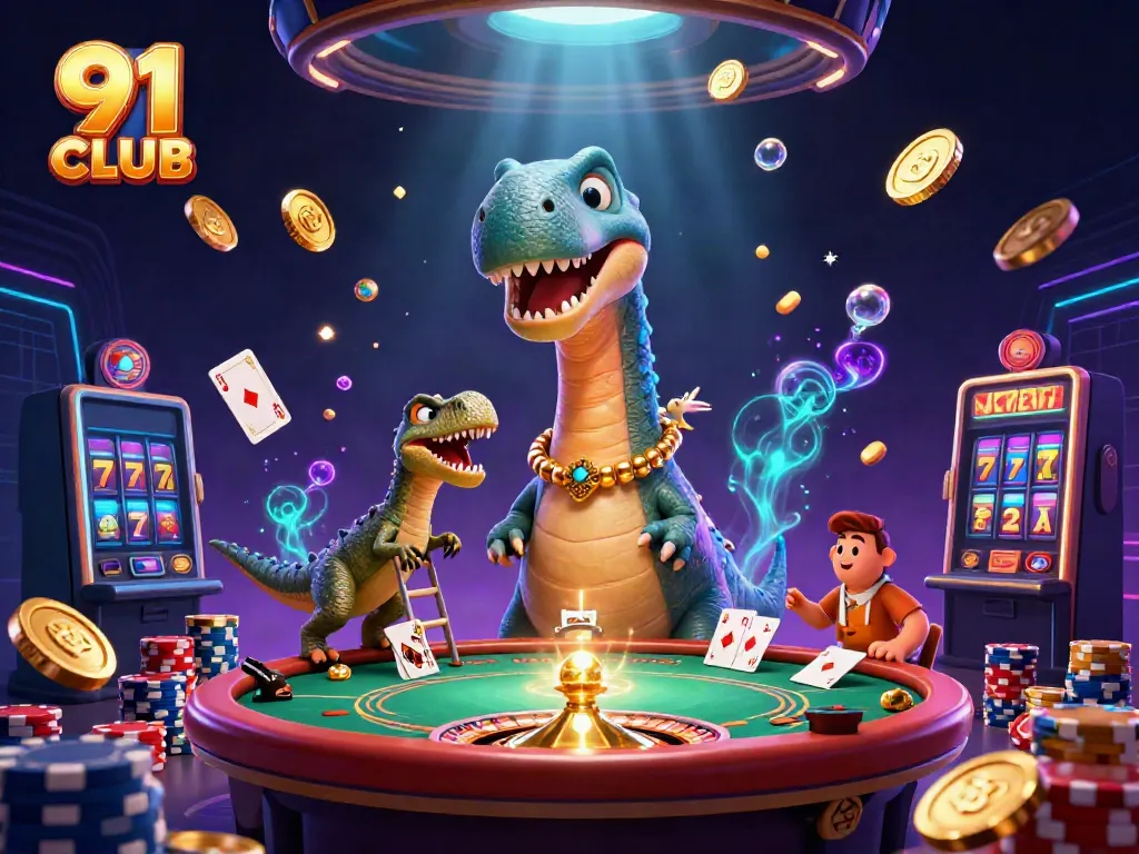 Experience the excitement of 91 CLUB in this energetic casino scene with dynamic elements.
