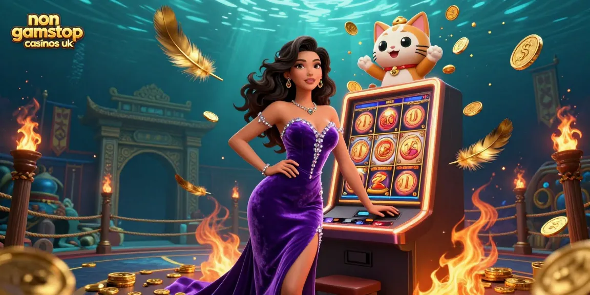 Experience the thrill of non gamstop casinos uk with vibrant slot machines and festive coins.
