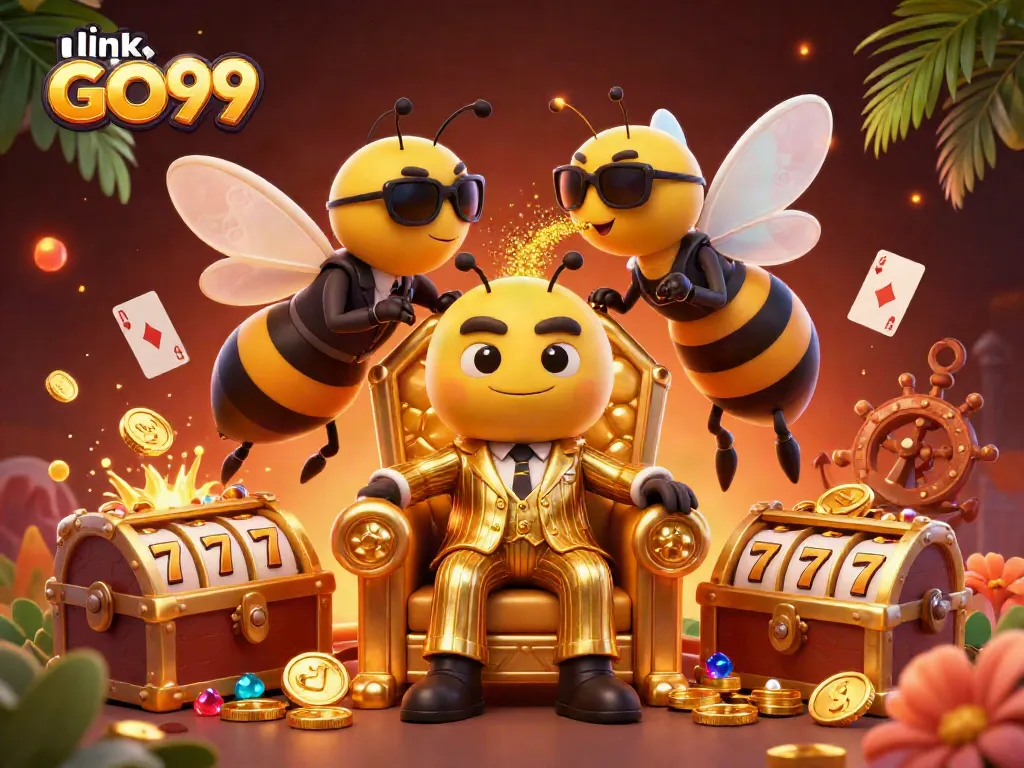 Experience the excitement of link GO99 with rich casino elements and animated characters.