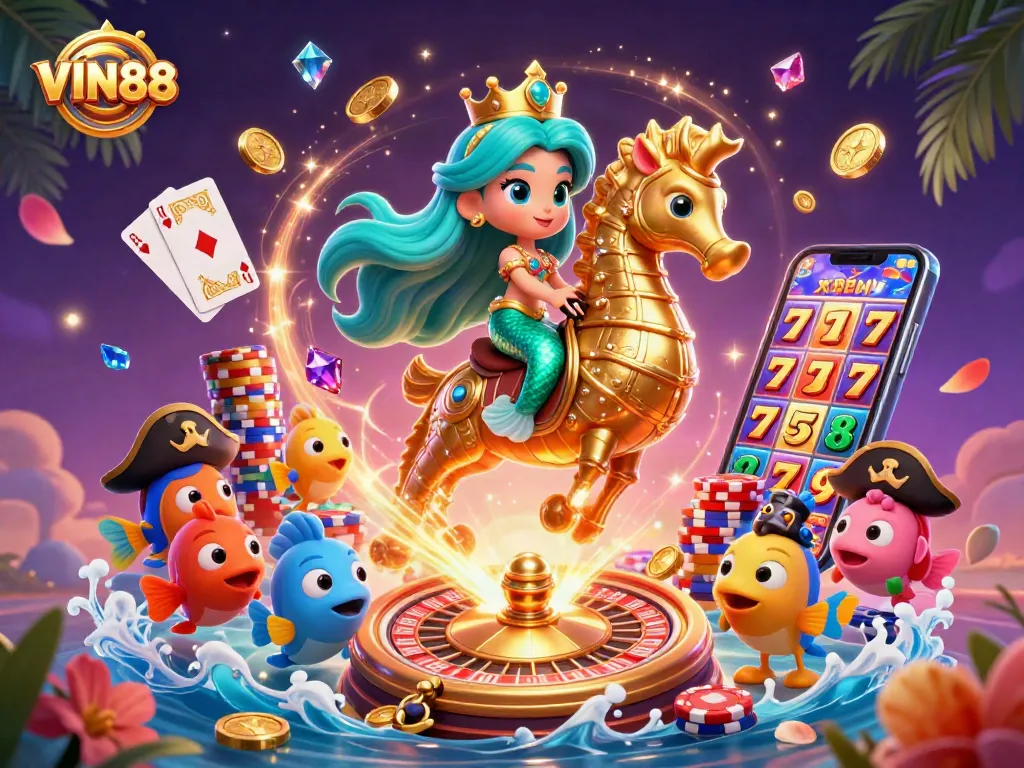 VIN88 offers a thrilling mermaid-themed casino adventure with vibrant elements and captivating gameplay.