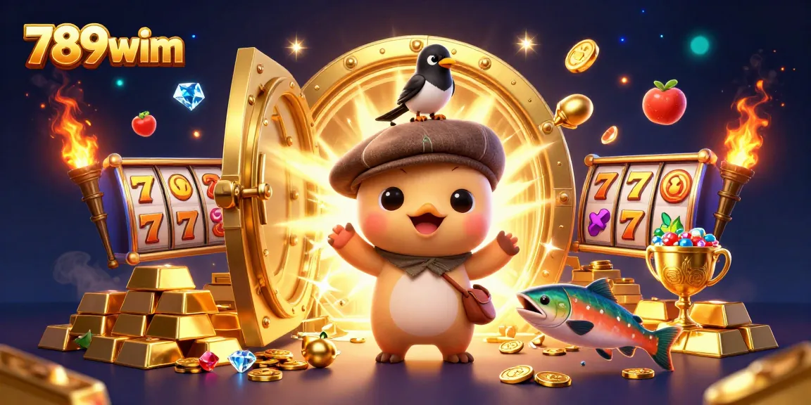 Play slots with 789wim as Nessie and friends showcase treasures from a vivid casino scene.