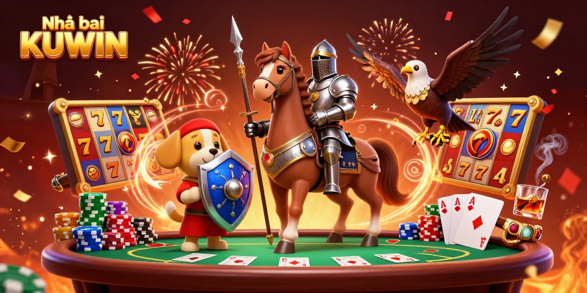 Engage in thrilling gameplay at Nhà cái KUWIN with dynamic slot reels and vibrant casino elements.