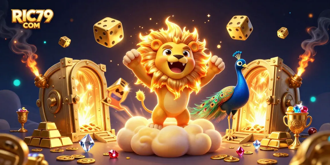 Experience the thrill of RIC79 COM with a vivid, colorful casino illustration.