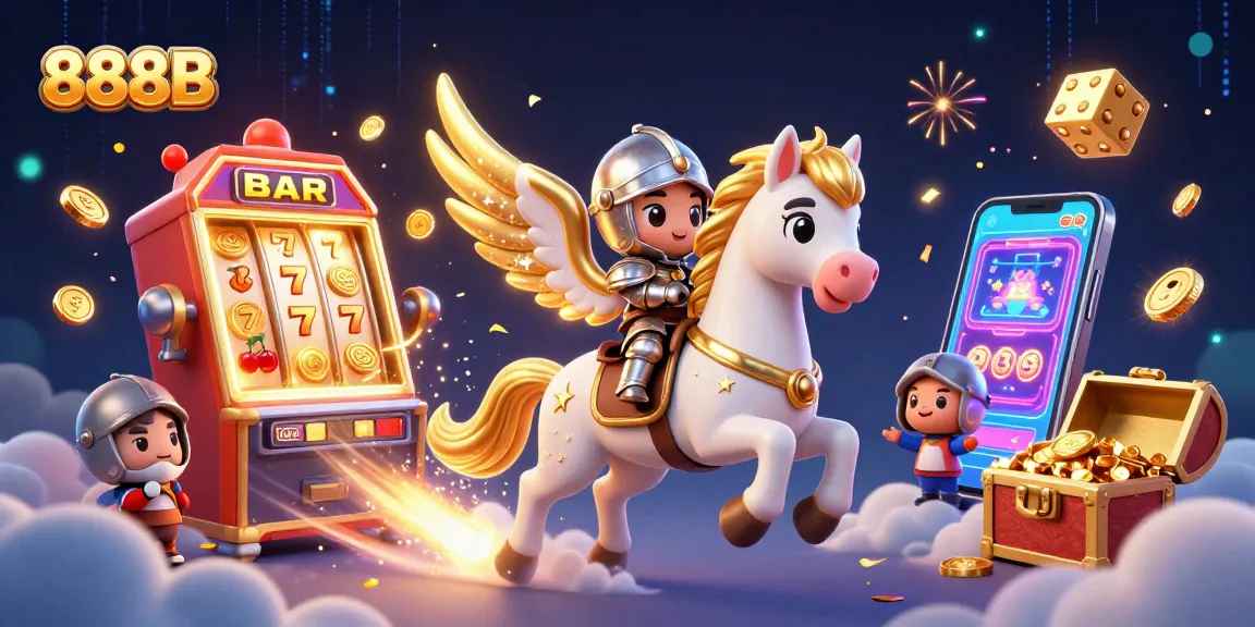 Experience thrilling action with 888B in this vibrant, 3D casino adventure featuring dynamic slot elements.