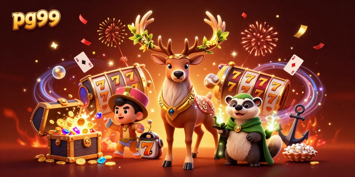 Experience thrilling wins with pg99 in this vibrant casino-inspired 3D illustration.