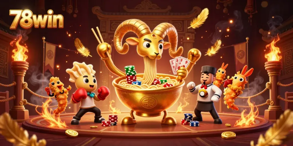 Engage with thrilling gaming action at 78win, featuring vibrant casino characters and energetic atmosphere.