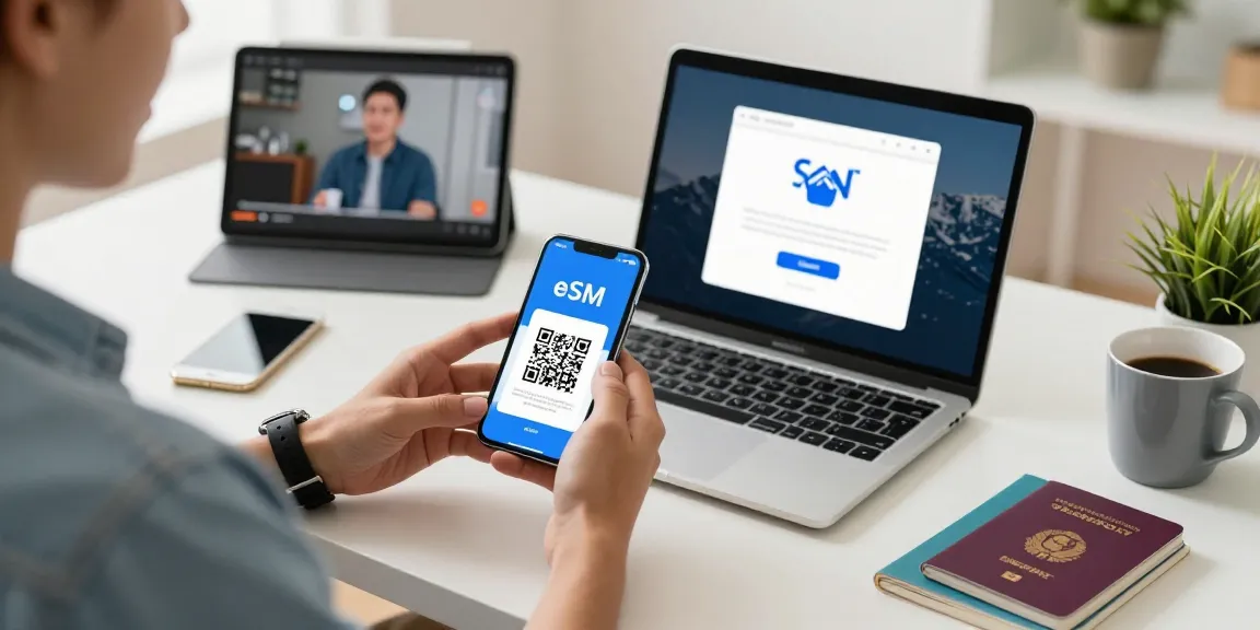 Learn how to install an eSIM with a tech-savvy individual setting up devices for travel.