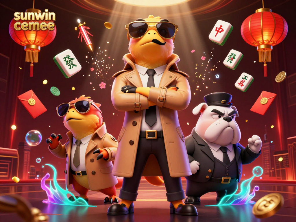 Experience the excitement of sunwin cemee in a vibrant casino scene with playful characters.
