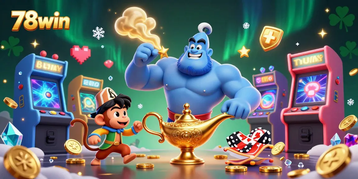 Experience the vibrant 78win casino scene with our dynamic illustration, showcasing unique gaming elements.