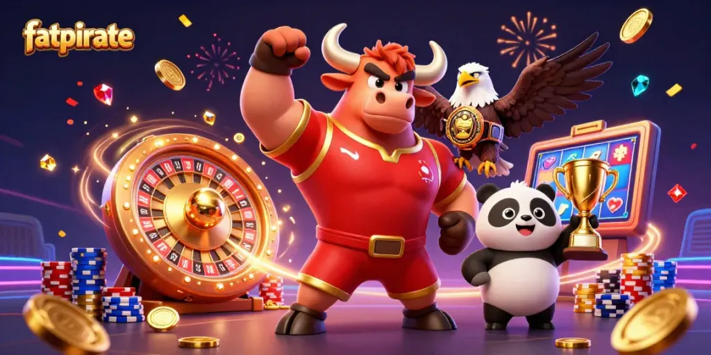 Experience the excitement of fatpirate with a vibrant casino illustration featuring thrilling gaming elements.
